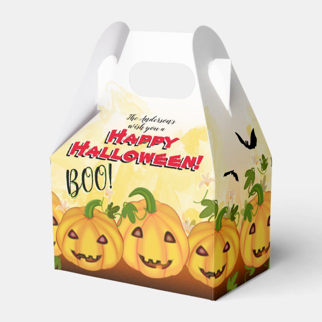 Jack O Lantern Pumpkin Patch Halloween Party Favour Box (Front Side)