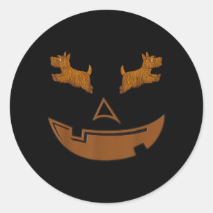 Jack O Lantern Pumpkin Scottie Dog Lover Halloween Classic Round Sticker