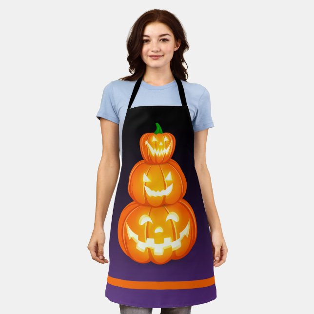 Jack-o-lantern Pumpkin trio Apron (Worn)