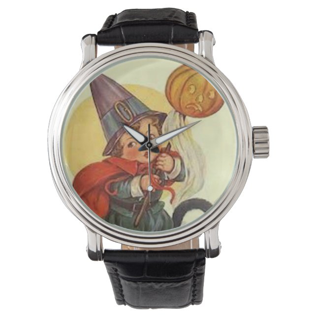 Jack O Lantern Pumpkin Witch Moon Watch (Front)