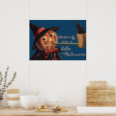 Jack O' Lantern Pumpkin Witch Pipe Poster (Kitchen)