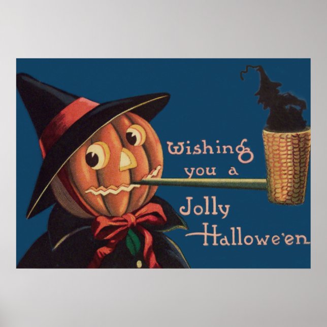 Jack O' Lantern Pumpkin Witch Pipe Poster (Front)