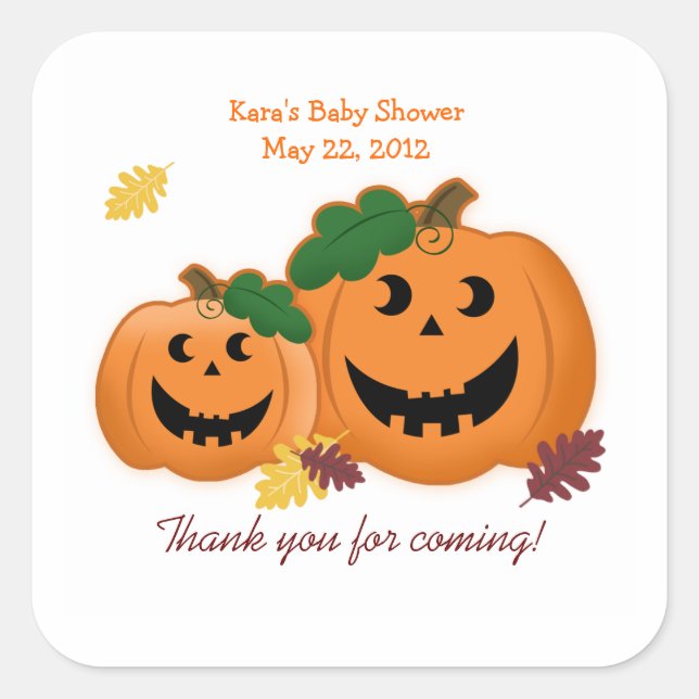 Jack O Lantern Pumpkins Baby Shower Favour Sticker (Front)