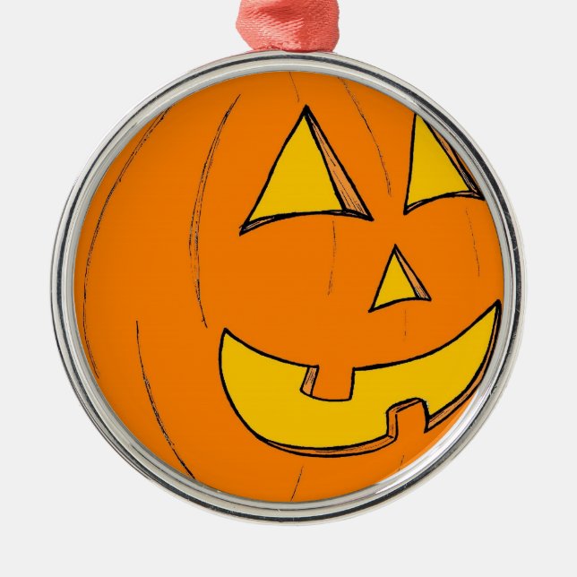Jack o' Lantern Purple Round Ornament (Front)