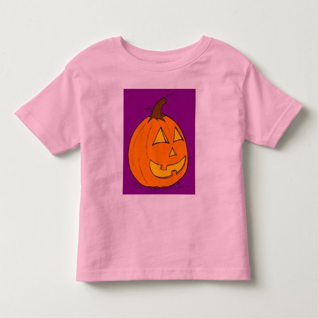 Jack o' Lantern Purple Toddlers Ringer T-Shirt (Front)