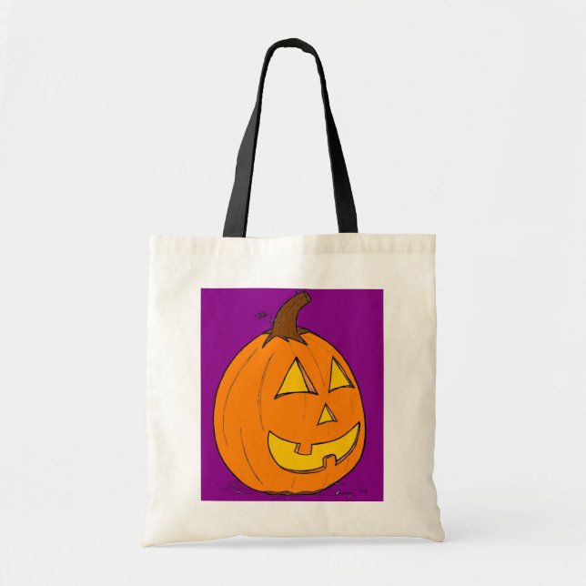 Jack o' Lantern Purple Tote Bag (Front)