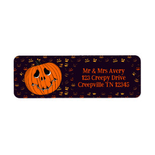 Jack-o-lantern return address label