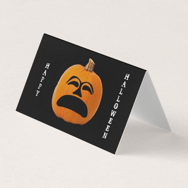 Jack o' Lantern Sad Face Classroom Exchange Card (Front)