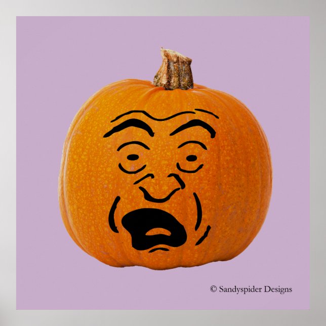 Jack o' Lantern Scared Face, Halloween Pumpkin Poster (Front)