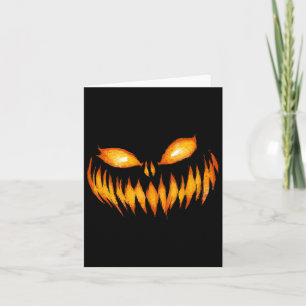 Jack O Lantern Scary Carved Pumpkin Face Halloween Card