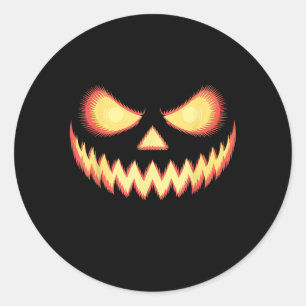 Jack O Lantern Scary Carved Pumpkin Face Halloween Classic Round Sticker