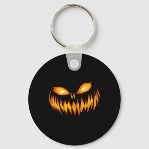 Jack O Lantern Scary Carved Pumpkin Face Halloween Key Ring