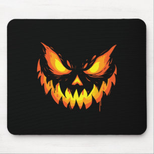 Jack O Lantern Scary Carved Pumpkin Face Halloween Mouse Pad
