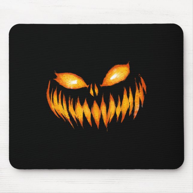 Jack O Lantern Scary Carved Pumpkin Face Halloween Mouse Pad (Front)