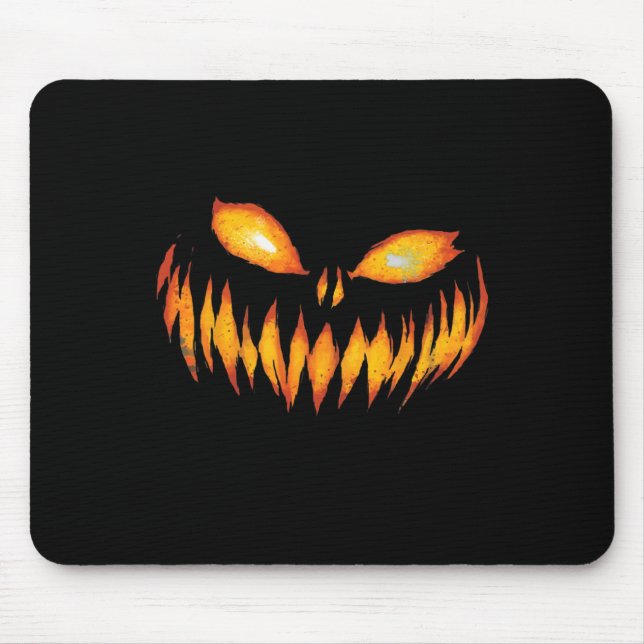 Jack O Lantern Scary Carved Pumpkin Face Halloween Mouse Pad (Front)