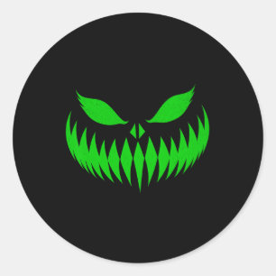 Jack O Lantern Scary Pumpkin Face Halloween Costum Classic Round Sticker