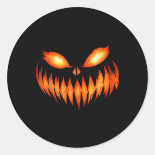 Jack O Lantern Scary Pumpkin Face Halloween Costum Classic Round Sticker