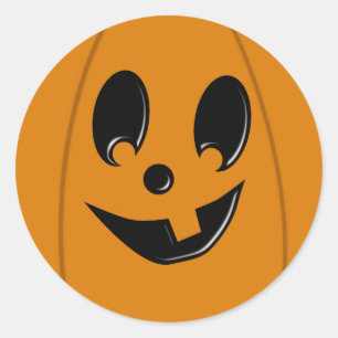 Jack-O-Lantern Silly Face Round Circle Sticker