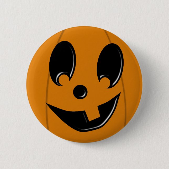 Jack-O-Lantern Silly Face with One Tooth Button (Front)