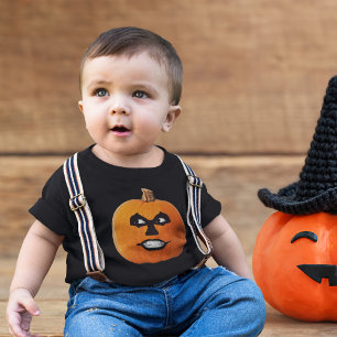 Jack o' Lantern Sinister Face, Halloween Pumpkin Baby T-Shirt