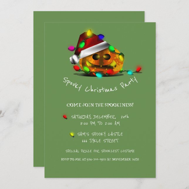 JACK O LANTERN SPOOKY CHRISTMAS PARTY INVITATION (Front/Back)