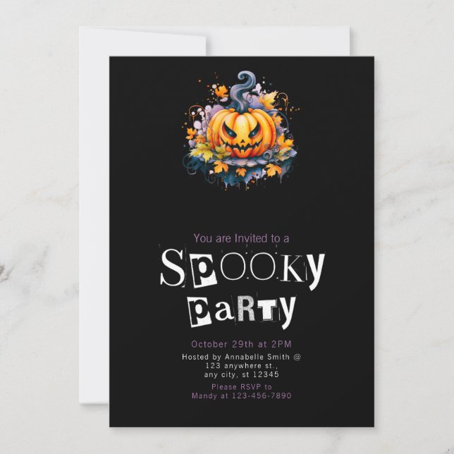 Jack-O' Lantern Spooky Halloween Party Invitation (Front)