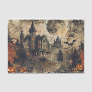 Jack O Lantern Spooky Mansion Halloween Decoupage Tissue Paper