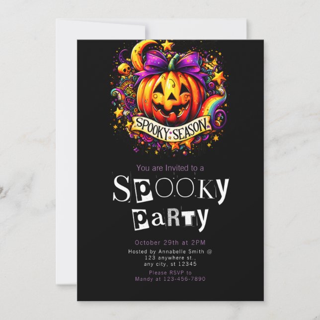 Jack-O' Lantern Spooky Minimalist Halloween Party Invitation (Front)
