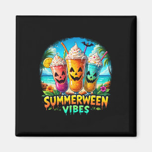 Jack-o-lantern Summerween Vibes Skeleton Summer Wa Magnet
