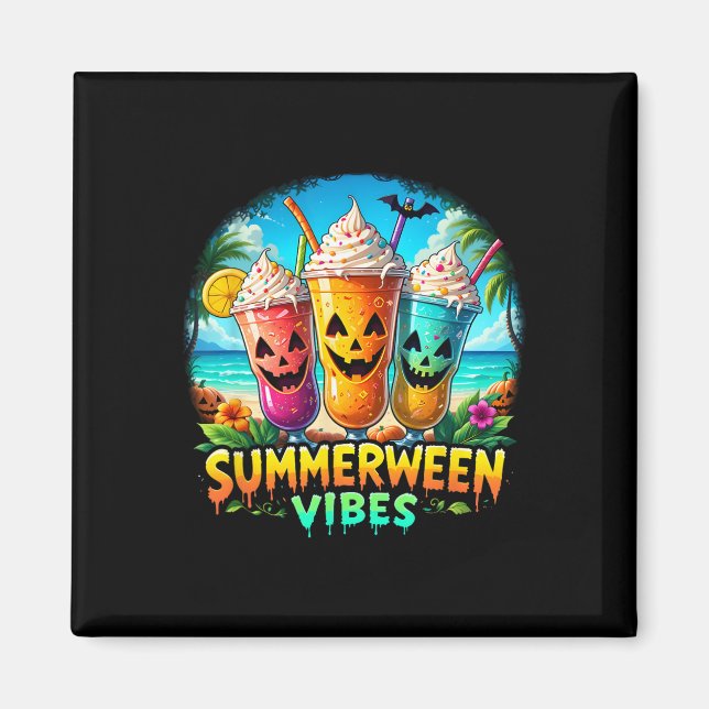 Jack-o-lantern Summerween Vibes Skeleton Summer Wa Magnet (Front)