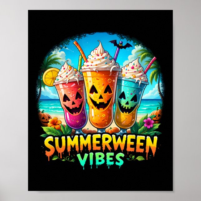 Jack-o-lantern Summerween Vibes Skeleton Summer Wa Poster (Front)