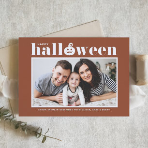 Jack-o'-lantern Terracotta Photo Happy Halloween Card