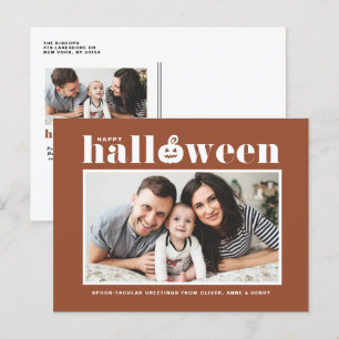Jack-o'-lantern Terracotta Photo Happy Halloween Holiday Postcard