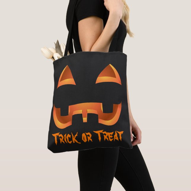 Jack-o-lantern Tote Bag Halloween Pumpkin Bag (Close Up)