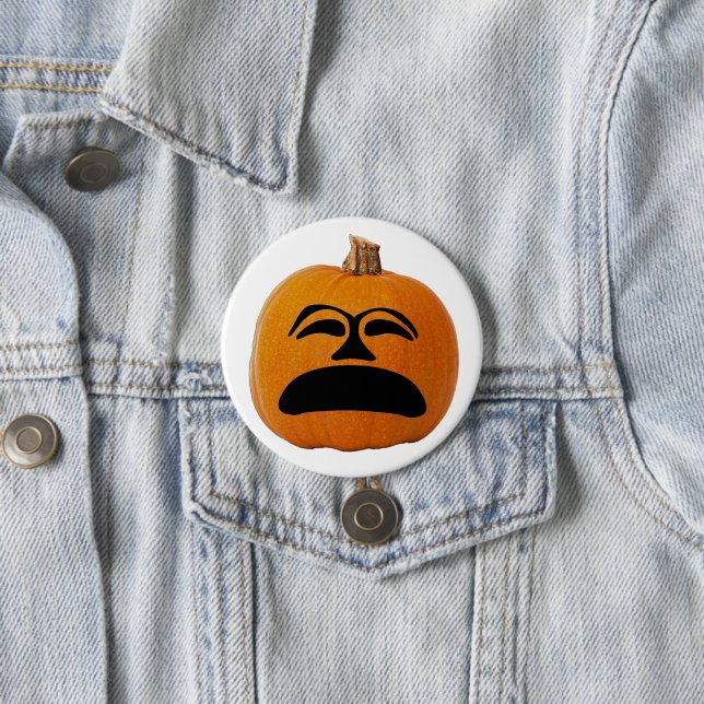 Jack o' Lantern Unhappy Face, Halloween Pumpkin 7.5 Cm Round Badge (In Situ)