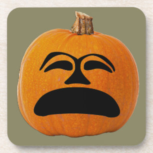 Jack o' Lantern Unhappy Face, Halloween Pumpkin Coaster