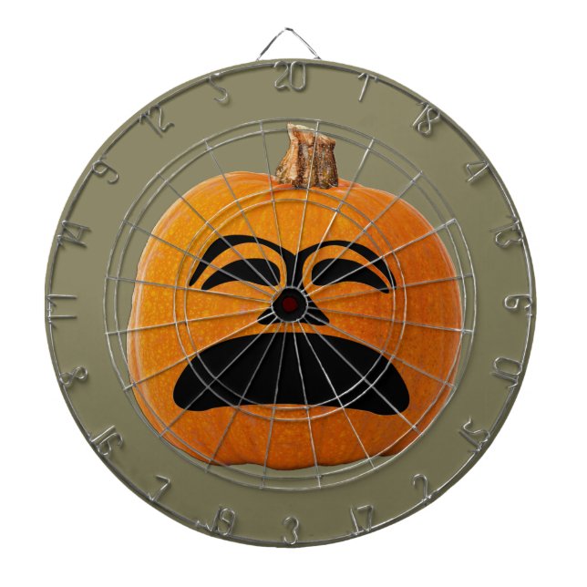 Jack o' Lantern Unhappy Face, Halloween Pumpkin Dartboard (Front)