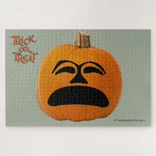 Jack o' Lantern Unhappy Face, Halloween Pumpkin Jigsaw Puzzle
