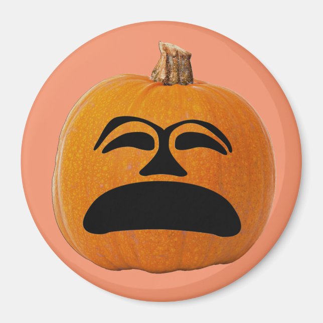 Jack o' Lantern Unhappy Face, Halloween Pumpkin Magnet (Front)