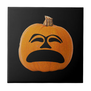 Jack o' Lantern Unhappy Face, Halloween Pumpkin Tile