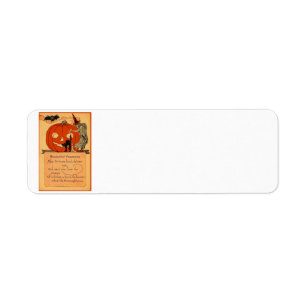 Jack O Lantern Witch Black Cat Bat Vintage Return Address Label