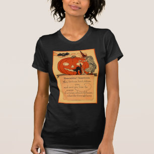 Jack O Lantern Witch Black Cat Bat Vintage T-Shirt