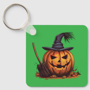 Jack O’ Lantern Witch – Classic Pumpkin Halloween Key Ring