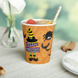 Jack o' Lantern Witch Sign Halloween Paper Cups