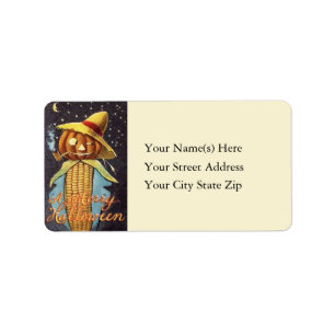 Jack O Lantern With Corn Body Address Label
