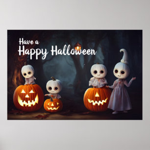 Jack-O-Lanterns and Pumpkin Heads Halloween  Poster