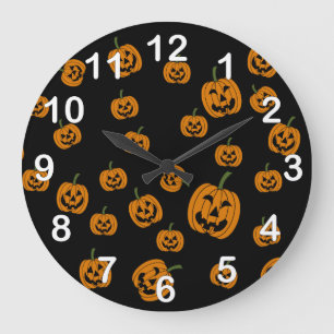 Jack O' Lanterns background Large Clock