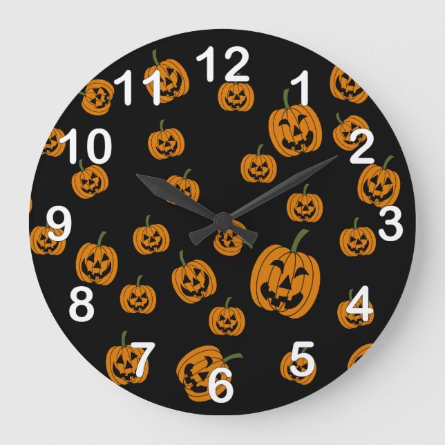 Jack O' Lanterns background Large Clock (Front)