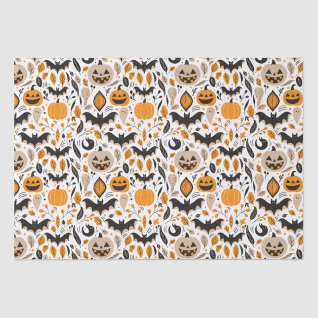 Jack o lanterns bats ghosts autumn cute halloween tissue paper (Front)