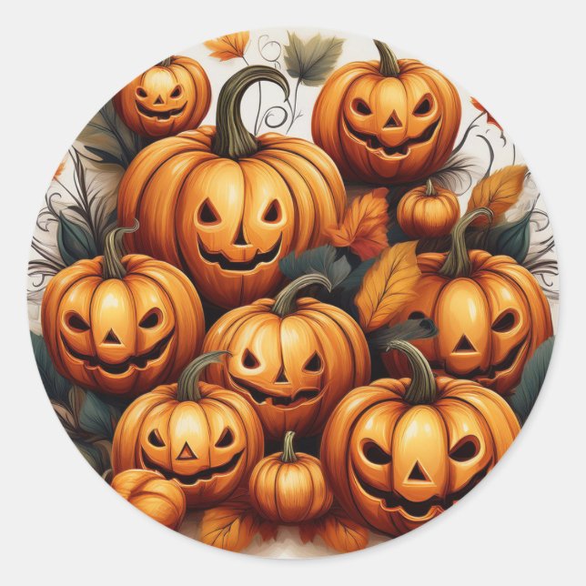 Jack O Lanterns  Classic Round Sticker (Front)